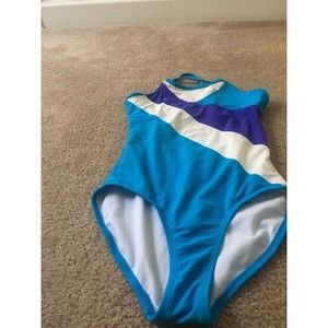Ativa Girls Swimsuit Size XL One Piece Blue White Purple